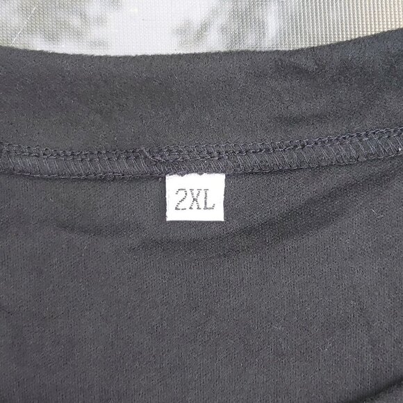 Women's Black Polyester Blend Long-Sleeved Shirt W/Puffy Ruched Shoulders, 2XL - Picture 7 of 7